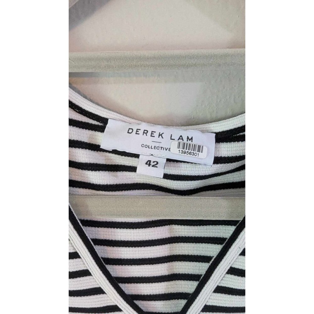 DEREK LAM Collective Dress Italian Size 42 (Medium/6) Stripe Stretch Knit Sheath - Picture 7 of 8